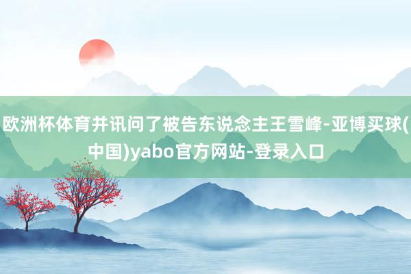 欧洲杯体育并讯问了被告东说念主王雪峰-亚博买球(中国)yabo官方网站-登录入口