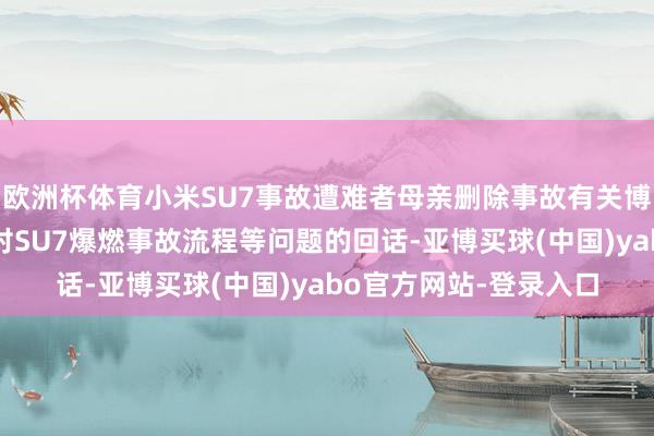 欧洲杯体育小米SU7事故遭难者母亲删除事故有关博文遭难者母亲曾发布对SU7爆燃事故流程等问题的回话-亚博买球(中国)yabo官方网站-登录入口