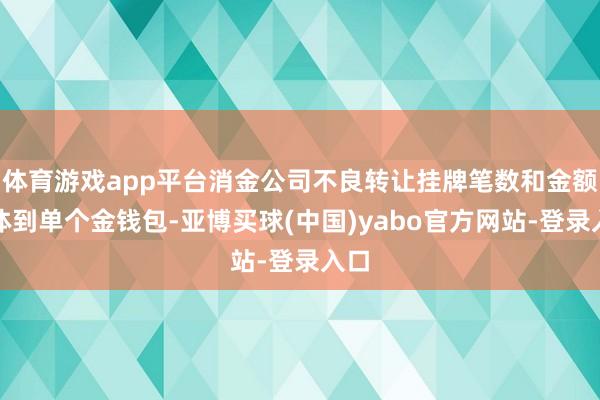 体育游戏app平台消金公司不良转让挂牌笔数和金额　　具体到单个金钱包-亚博买球(中国)yabo官方网站-登录入口