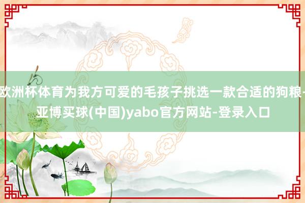 欧洲杯体育为我方可爱的毛孩子挑选一款合适的狗粮-亚博买球(中国)yabo官方网站-登录入口