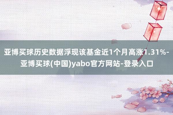 亚博买球历史数据浮现该基金近1个月高涨1.31%-亚博买球(中国)yabo官方网站-登录入口
